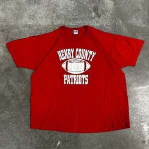 Vintage Russell Athletic Henry County Patriots Football T-Shirt Red XXL
